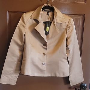 Ellen Tracy-Silk Bronze colored long sleeved, collared Blazer 10 NWT.